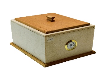 Wood-lid stone-look cigar box