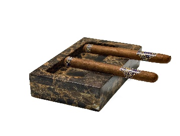 Brown veined rectangular ashtray — 2
