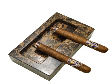 Brown veined rectangular ashtray — 3