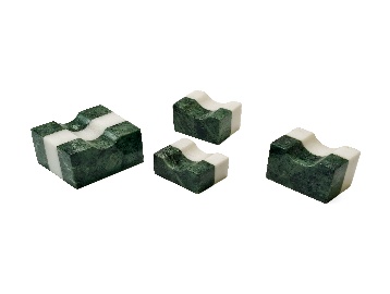 Green-and-white stone accessory set — 2