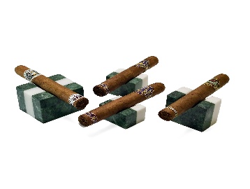 Green-and-white stone accessory set — 3