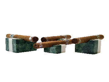 Green-and-white stone accessory set — 4
