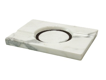White square ashtray with round bowl