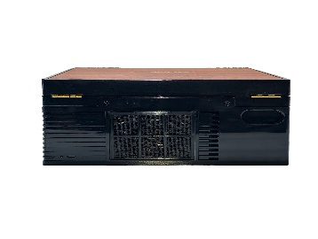 Black cigar box with wood-grain lid — 3