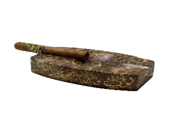 Brown mottled elongated ashtray — 2